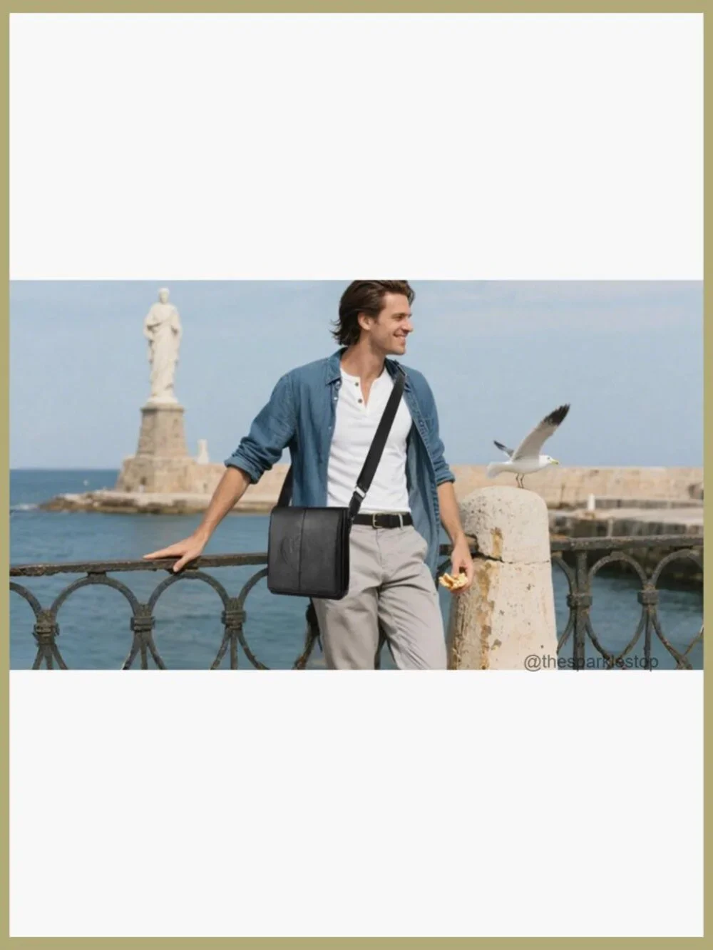 Vegan Leather Messenger Bag Crossbody Satchel Small Travel Work Bag